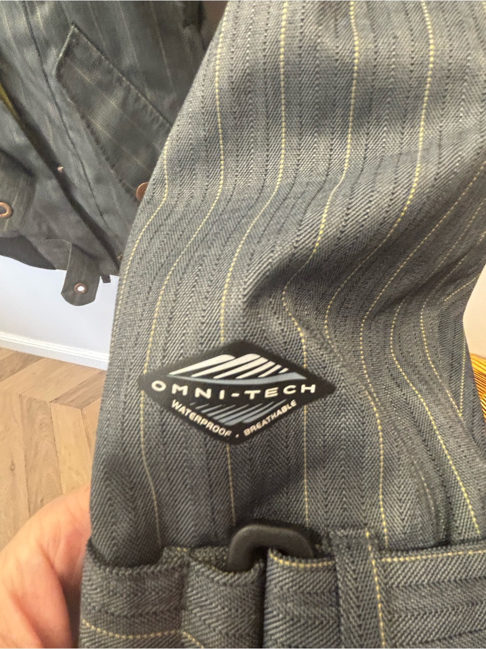 Columbia Gray Pinstripe Hooded Jacket Ski Snow Snowboard Lime Green Unique S - Picture 3 of 6